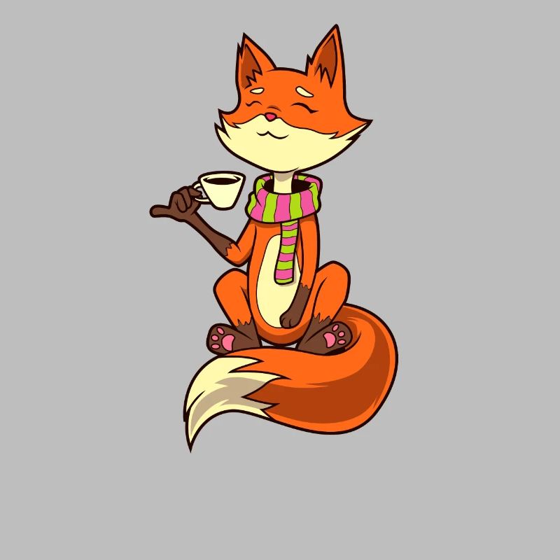 Fox drinks coffee - coffee drinker