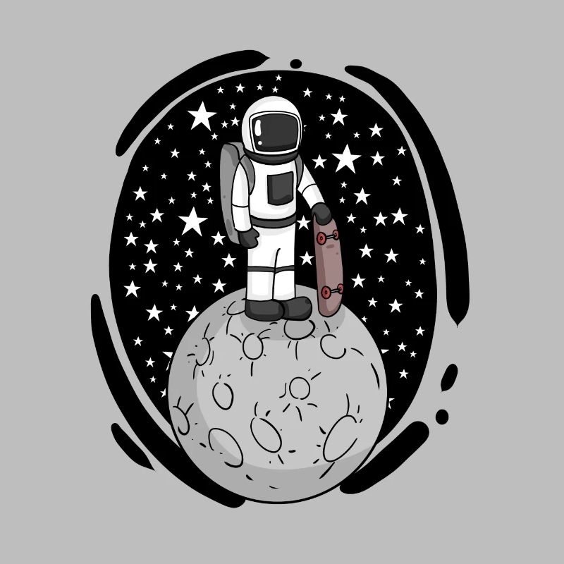 Astronaute avec skateboard dans l’espace