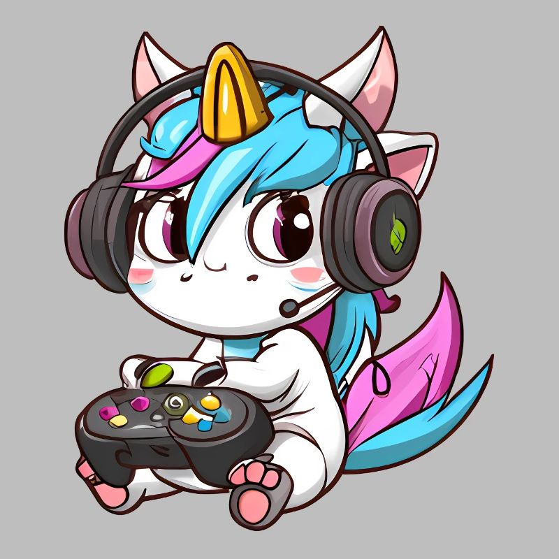 00234 süßes Einhorn mit Headset und Controller