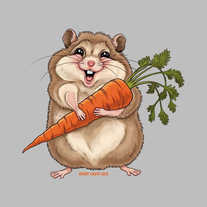 Fröhlicher Hamster mit Möhre