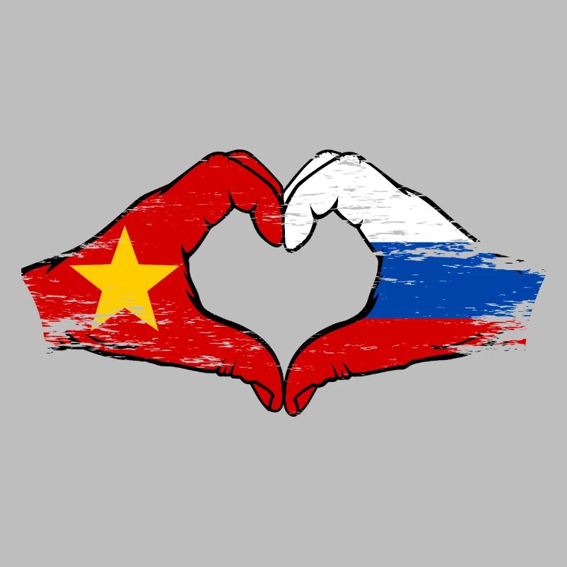 Vietnam Russie Drapeau Mains Coeur Forme Utilisé