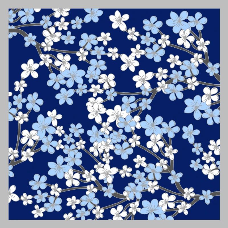 Blue Cherry Blossom Pattern - Sakura