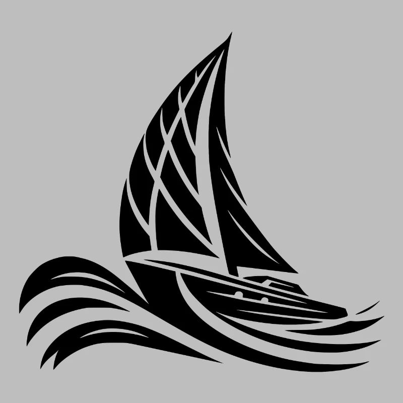 Sailboat on course in big waves