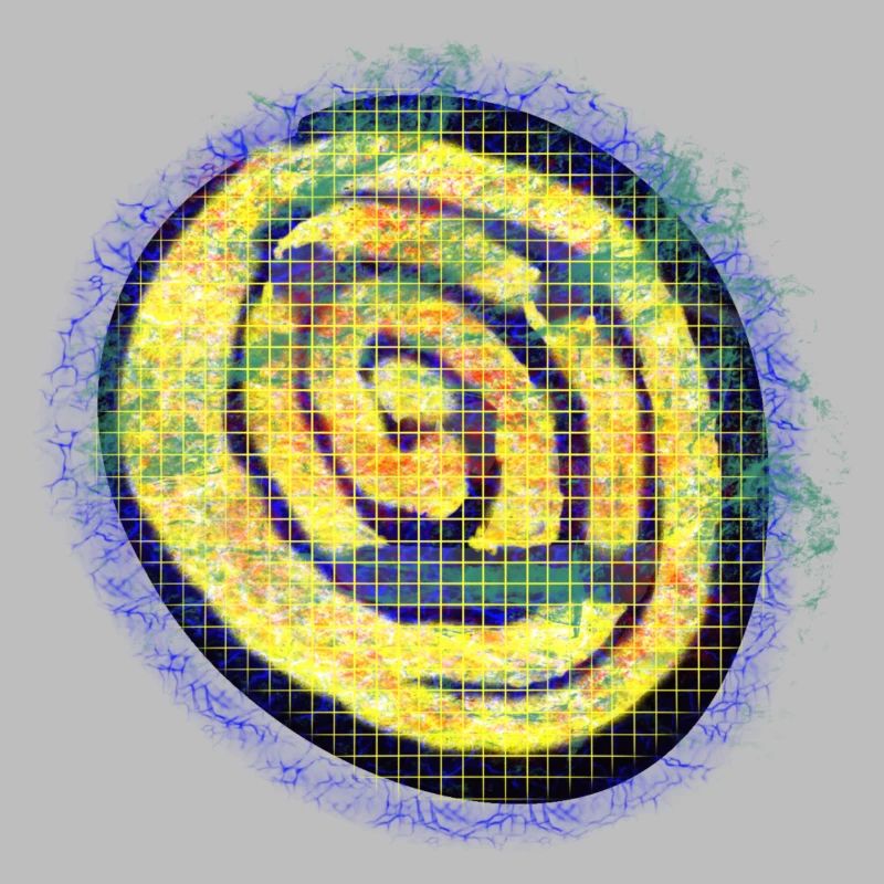 Yellow creative spiral with check pattern