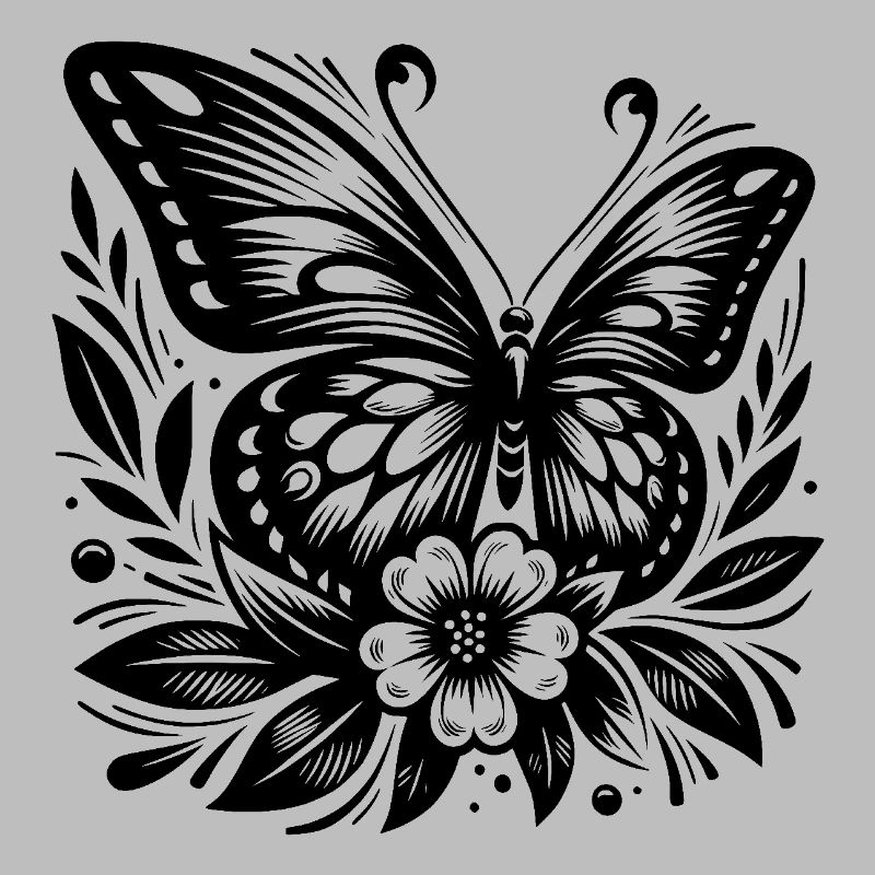 Conception de tatouage floral avec papillon