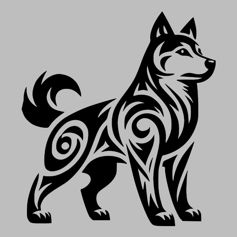 Wolf with Tribal Pattern Mystic Husky Dog