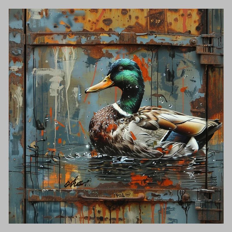 Graffiti Duck Rust Metal Container Door