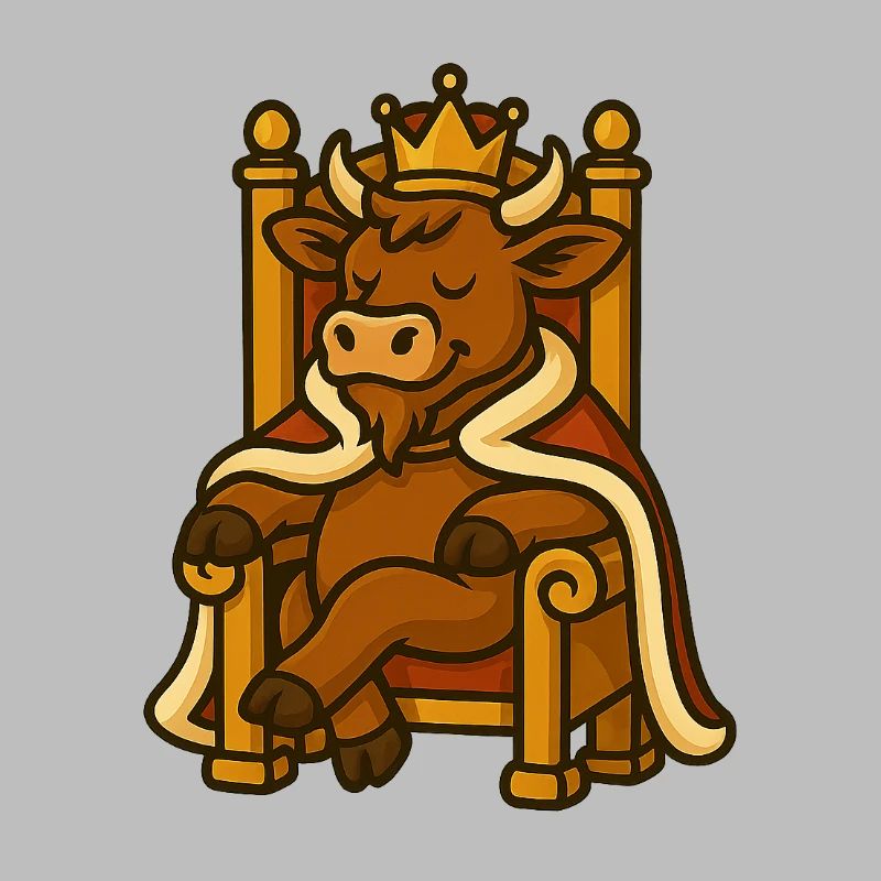 Cow with crown on throne