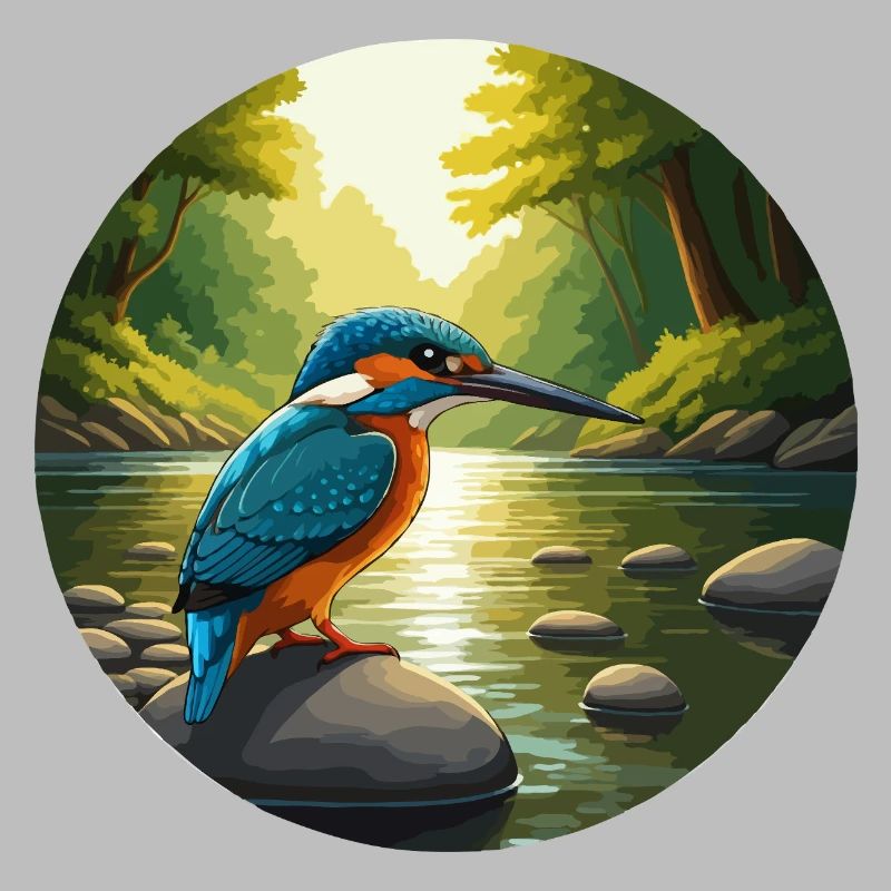 Eisvogel sitzt am Bach