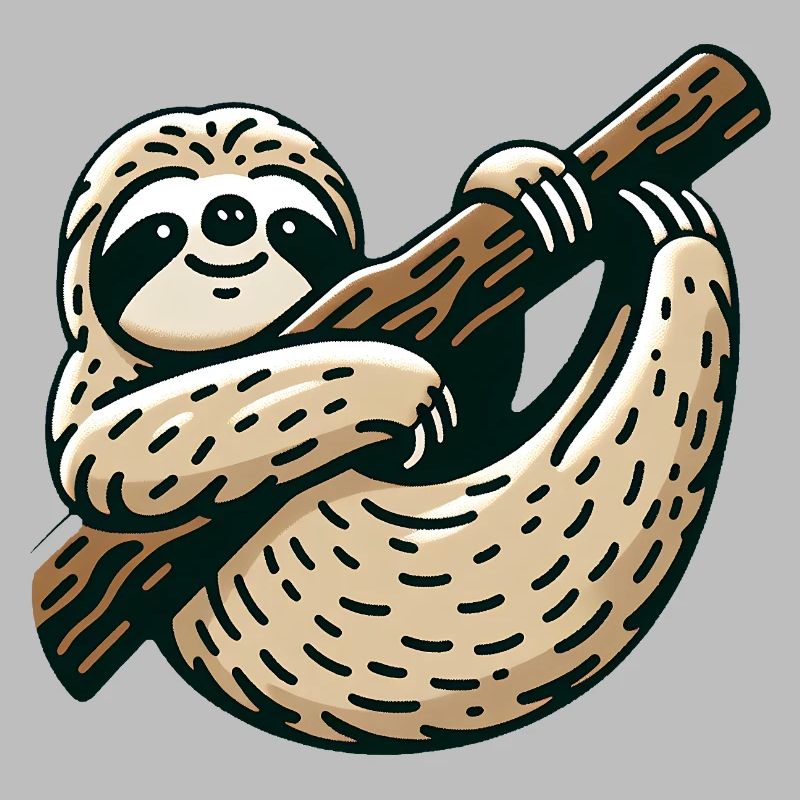 Cute sloth on tree stay calm