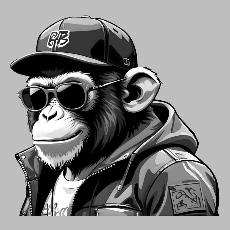 Singe cool élégant en noir et blanc