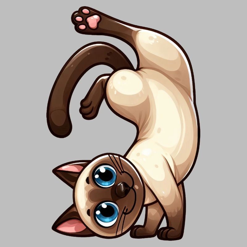 Funny Siamese Cat Handstand Trick Siamese