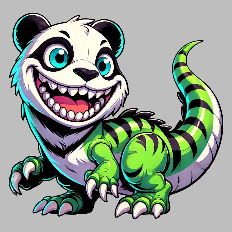 Whimsical Dino T-Rex Panda Mythical Creature