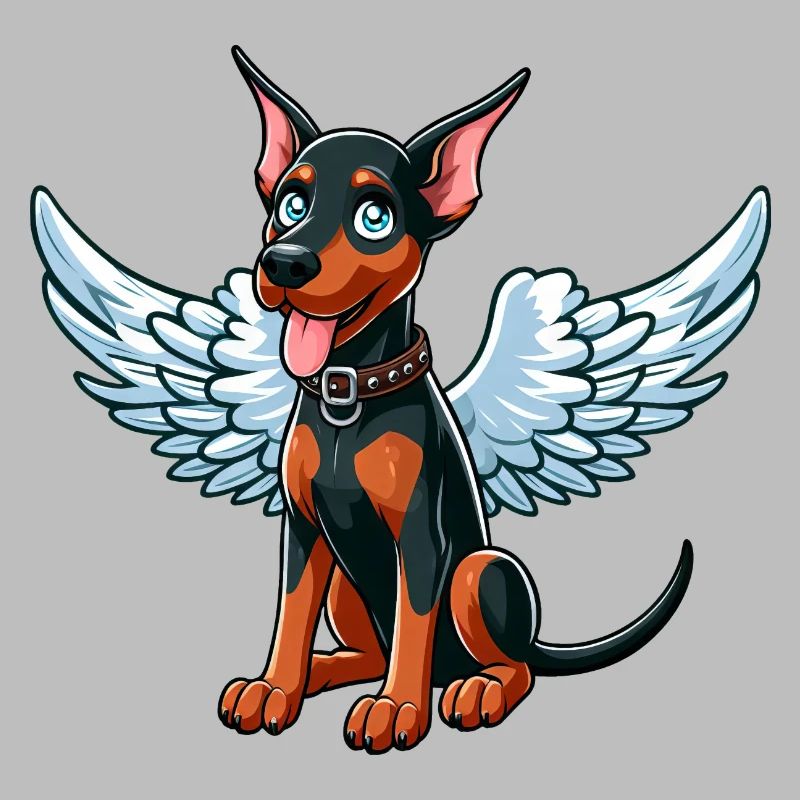 Ange doberman mignon avec des ailes Design
