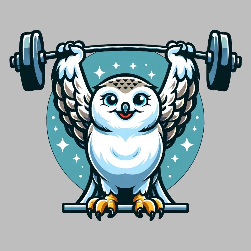 Eule als Gewichtheber: Barbell Workout