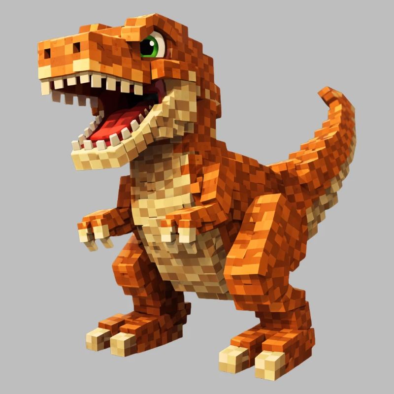 Orange Pixel-T-Rex