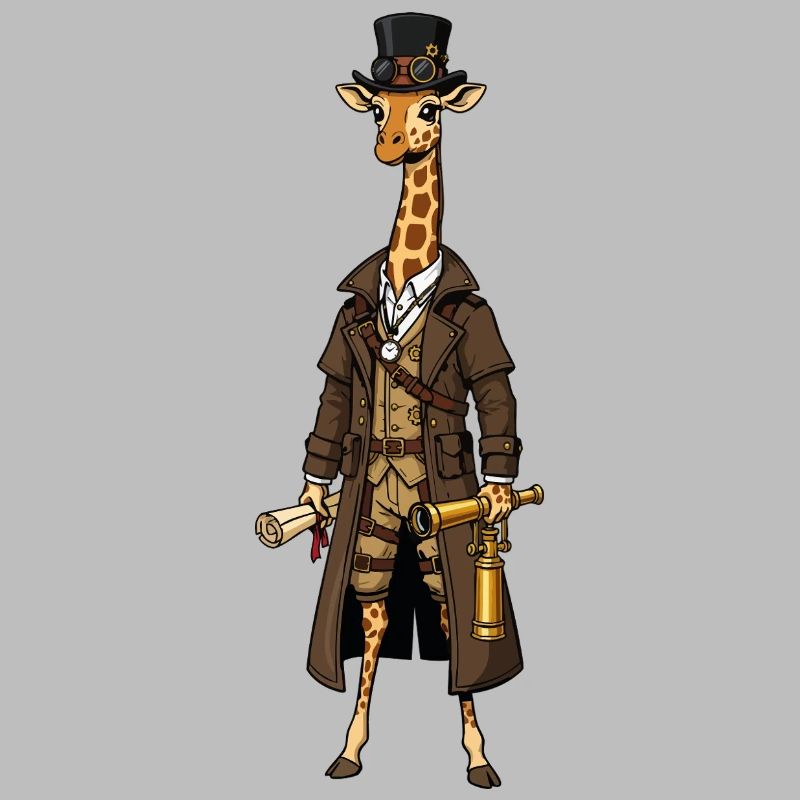 Girafe Exploratrice Steampunk Haut-de-Forme Chic