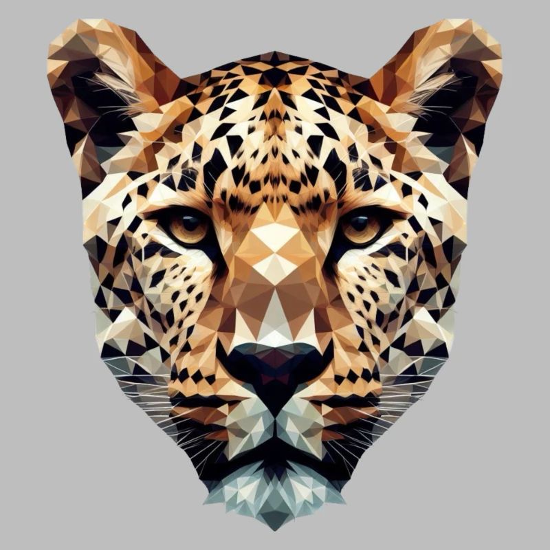 A leopard head in polygon style