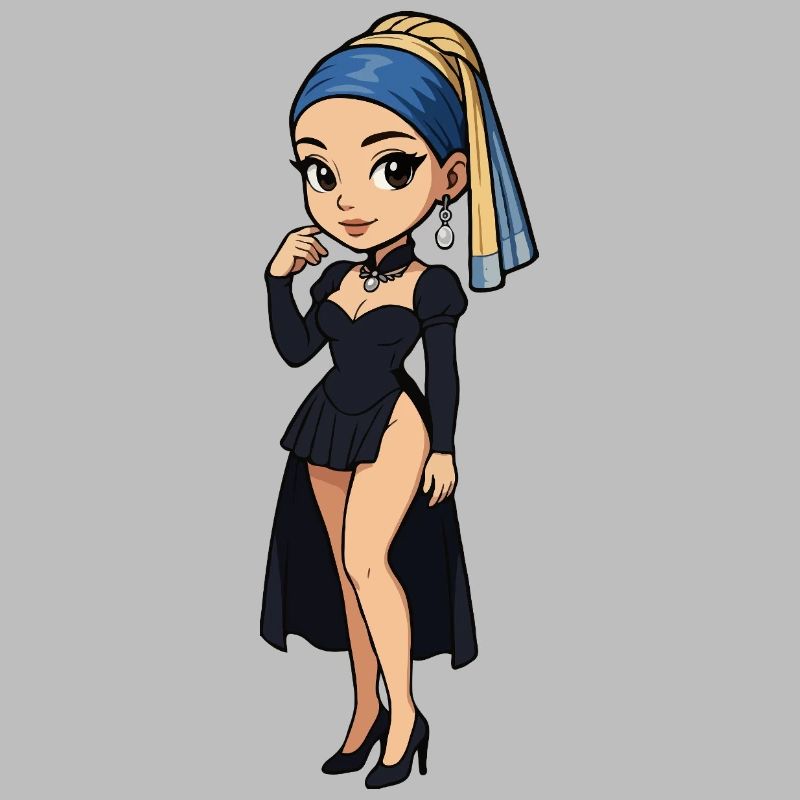 Mädchen mit Perlenohrring Chibi Super Deformed