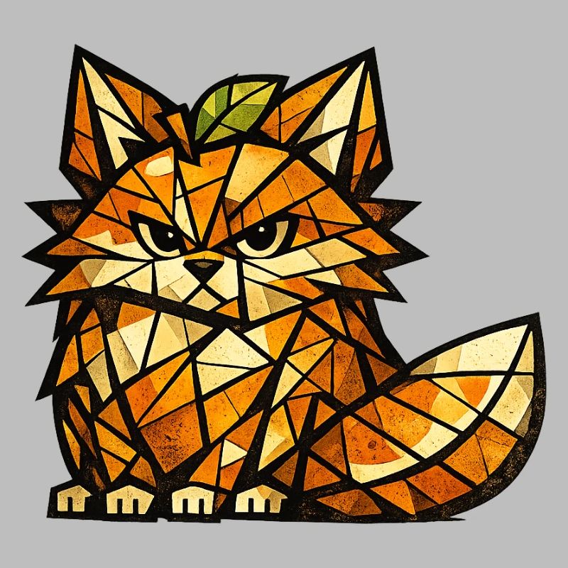 Version cubisme du Renard Orange