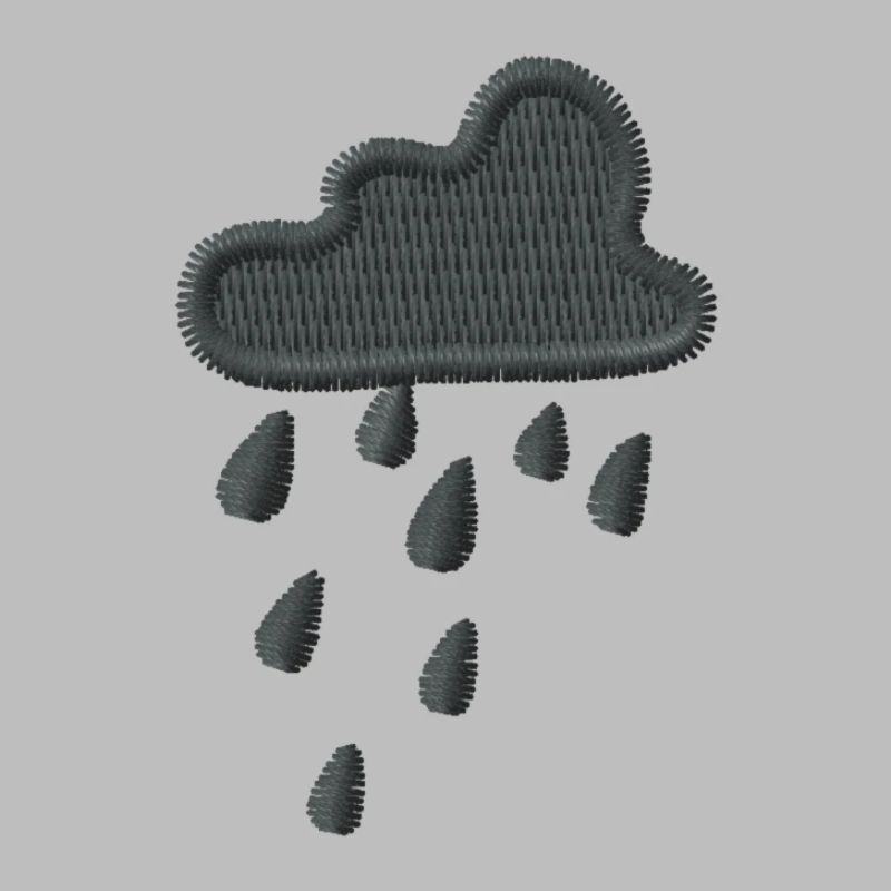 Nuage de pluie brodé