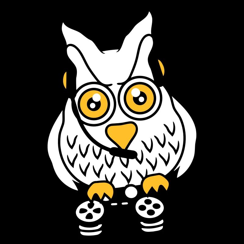 Gamer Eule zocken Spieler Controller Headset Spaß