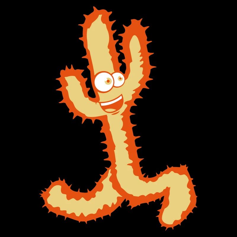 Cactus Face Running Happy Legs Running Fast