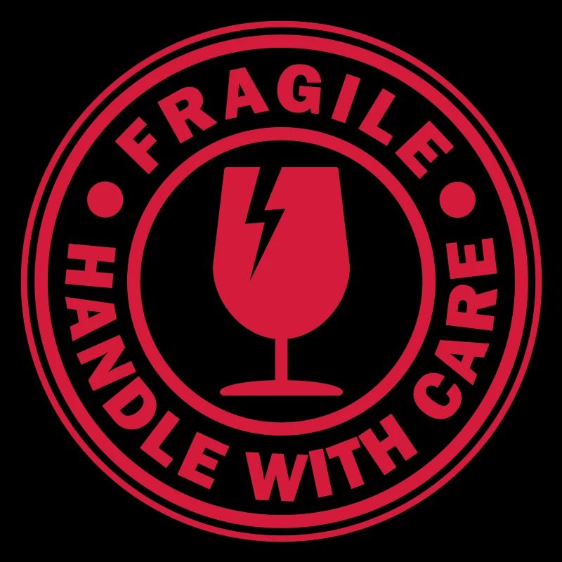 Fragile round circle stamp handle with care