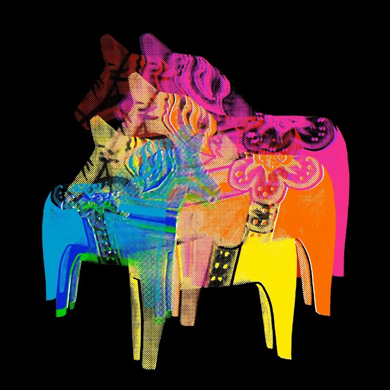 Pop Art Dala Pferde -Weihnachts Pulli Skandi Style