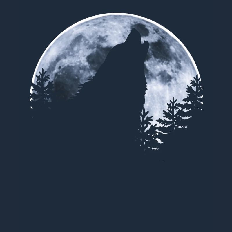 Wolf heult Mond an - Wolfs Silhouette