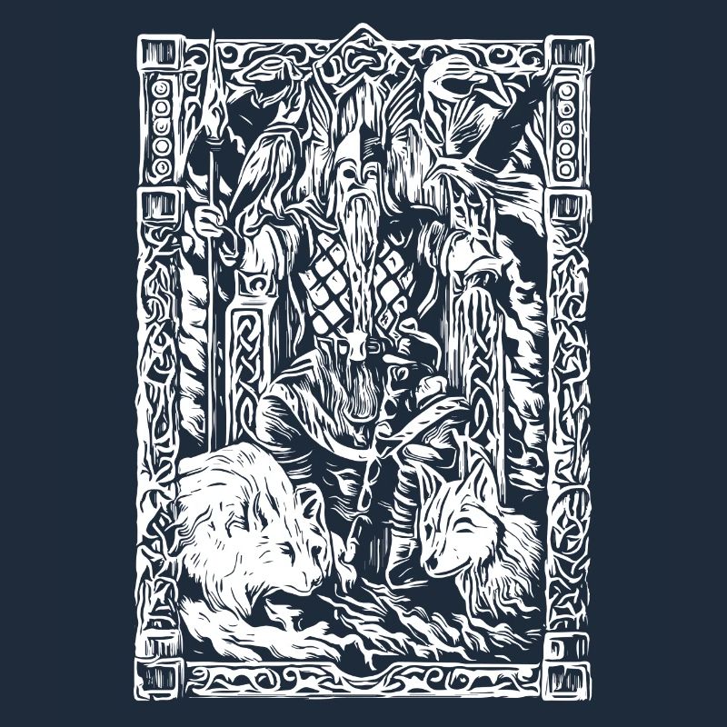 Viking table with wolves and ravens