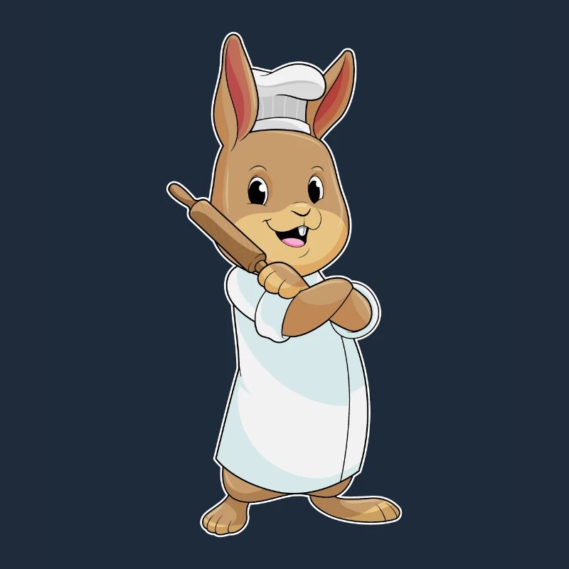 Rabbit as a baker with rolling pin