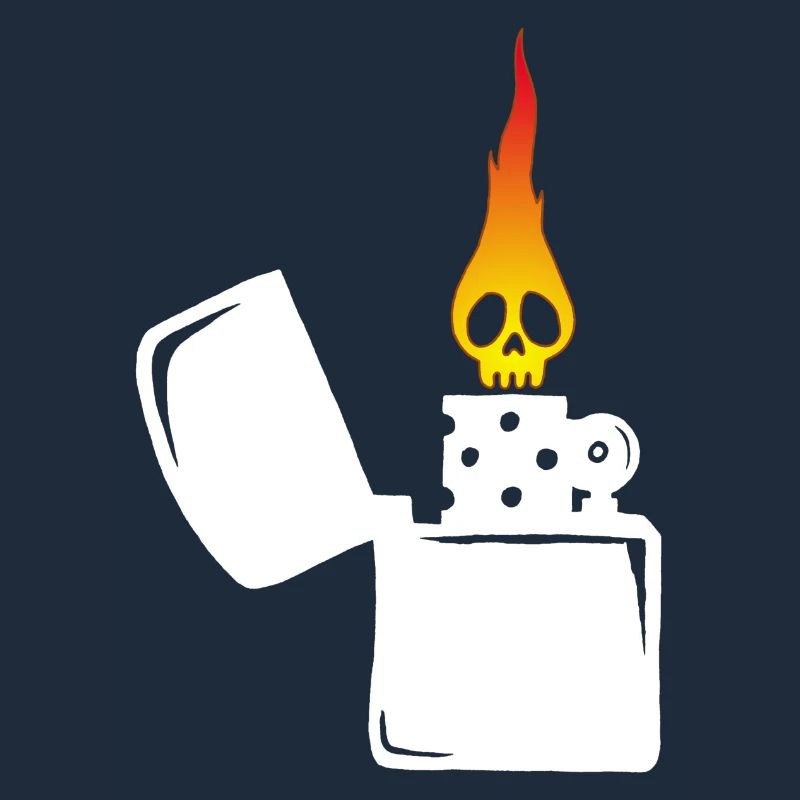 flaming skull and white lighter