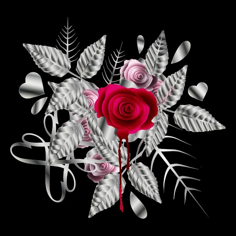 silver Valentine's Day arrangement with roses