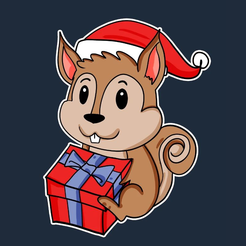 Squirrel with Santa hat