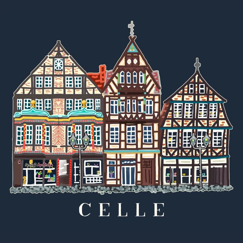 Celle, Hand Drawing Facades Old Town Germany