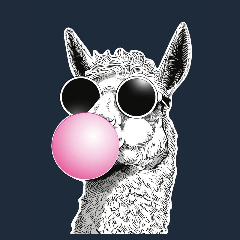 Bubble llama with humorous sunglasses