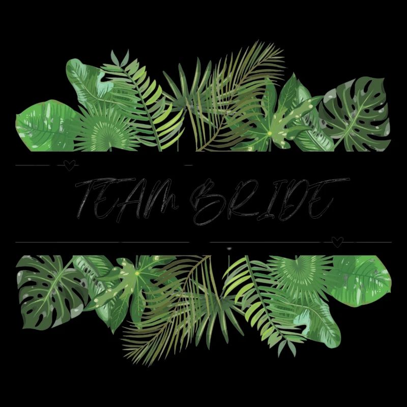Team Bride Green Palm Leaves