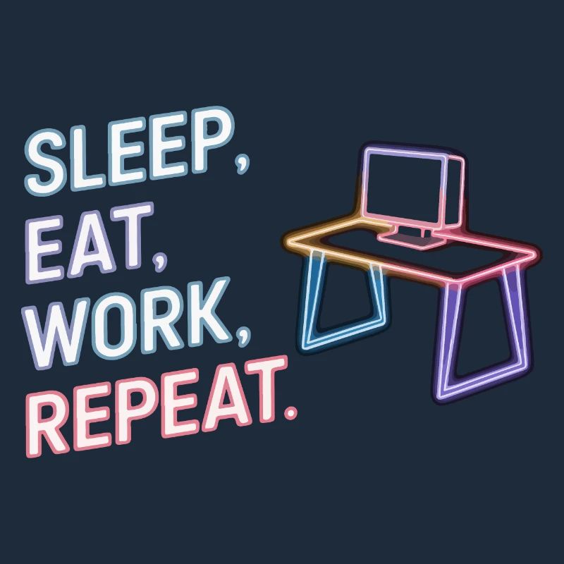 Sleep Eat Work Repeat Neon Design