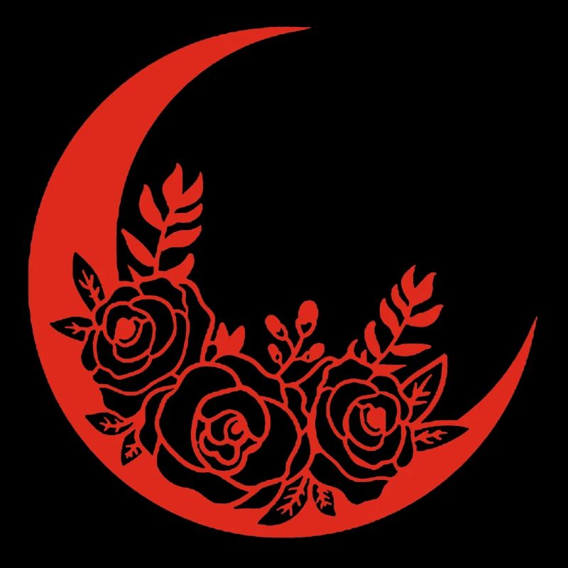 Lune fleurie rouge