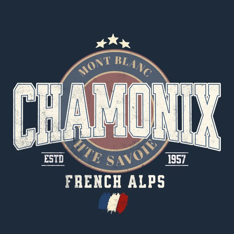 Design Mont Blanc Chamonix avec Drapeau Français
