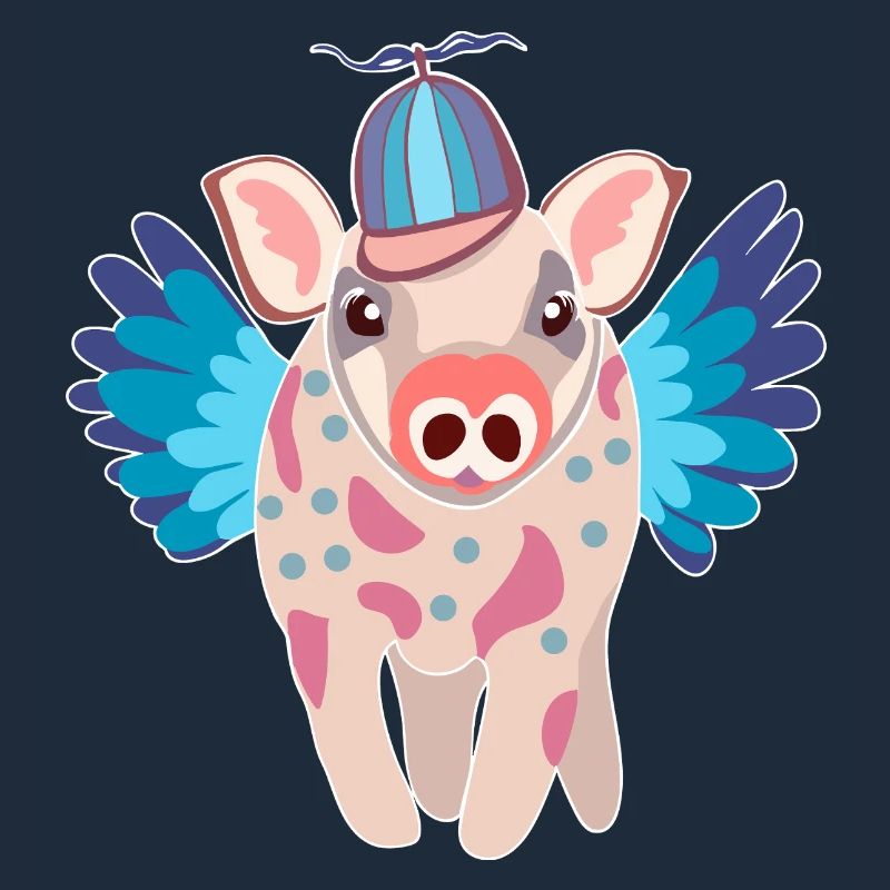 Cochon ailé pastel avec bonnet