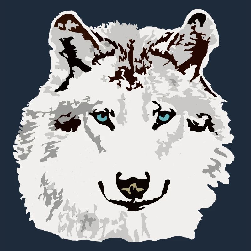 Weisser Wolf blaue Augen