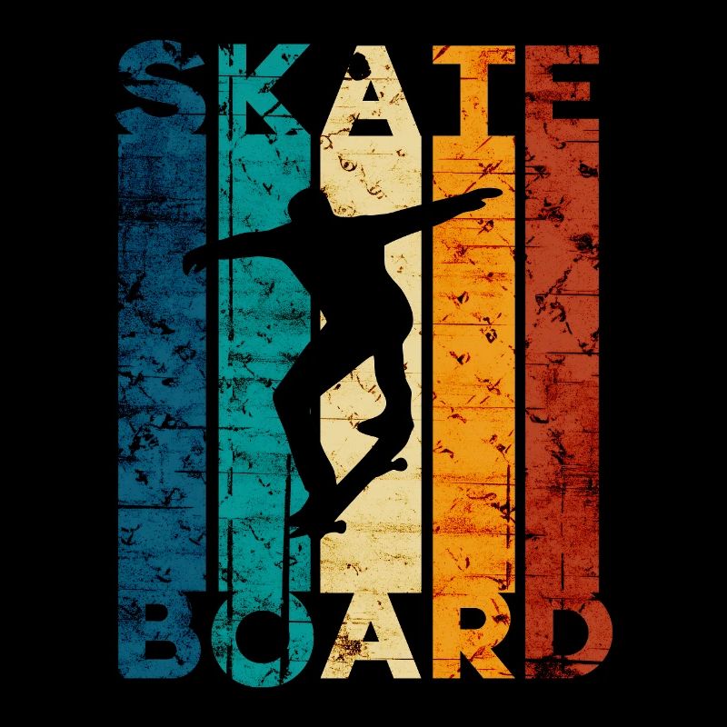 Silhouette de patineur sur un mur rétro coloré