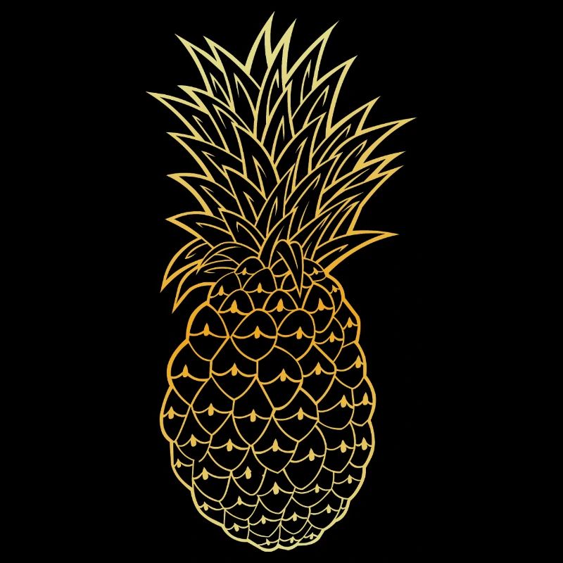 Gold Outline Pineapple Tropical Design