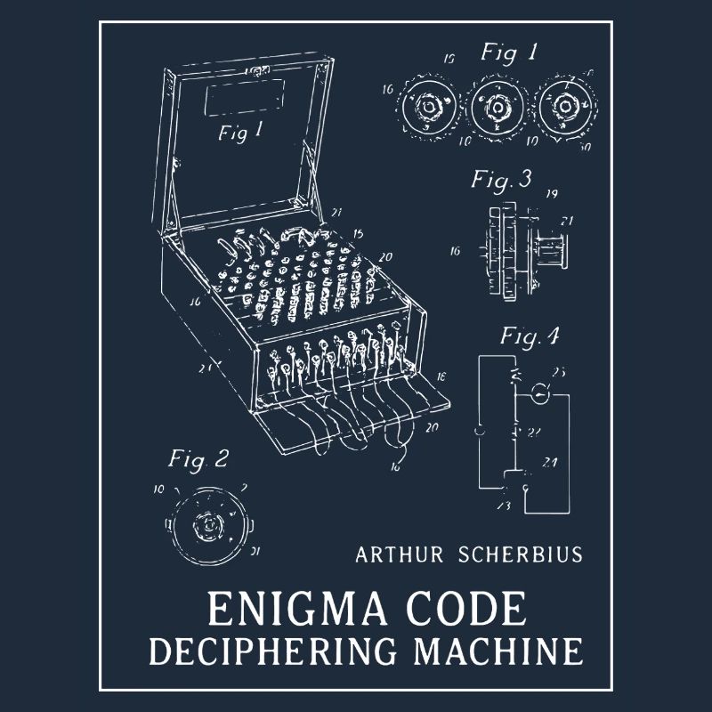 Enigma Code Deciphering Machine Illustration