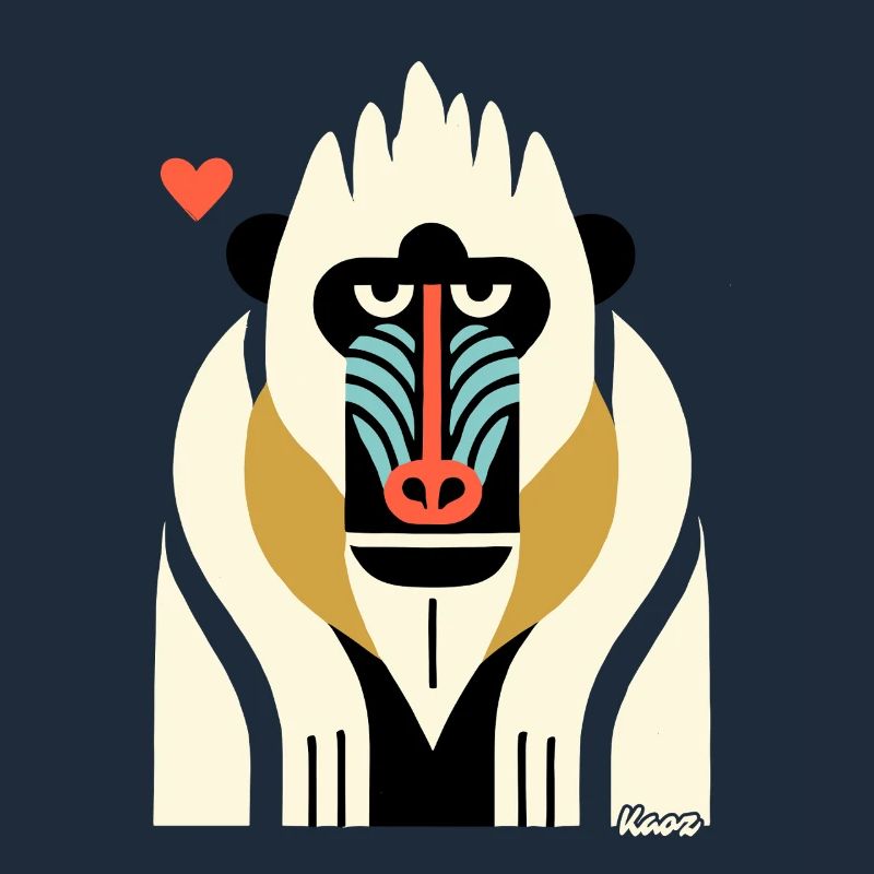 Bold Tribal Mandrill Monkey Illustration