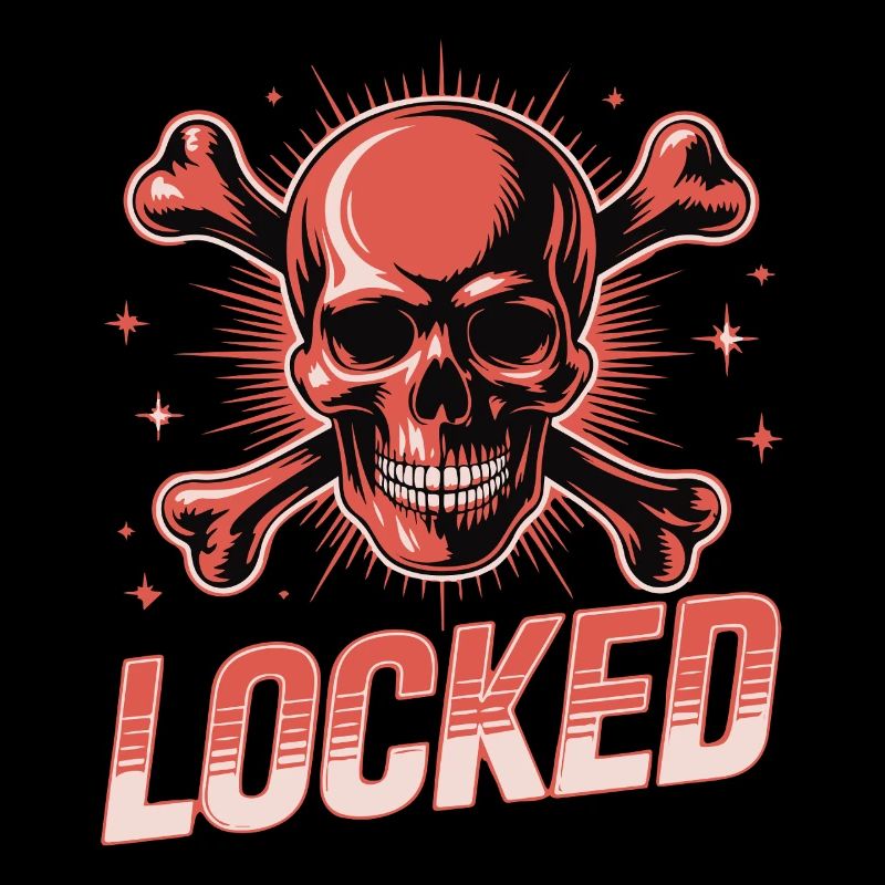 Bold Skull Crossbones with Locked Text