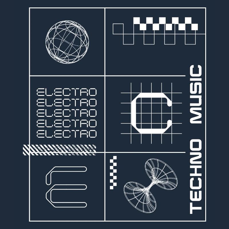 Geometrisches Elecotro Tech Grid Retro Poster