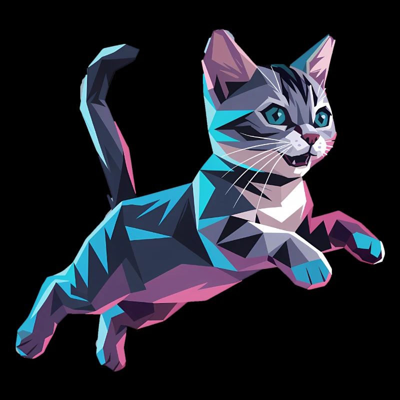 Kätzchen - Cooles Low-Poly-Logo